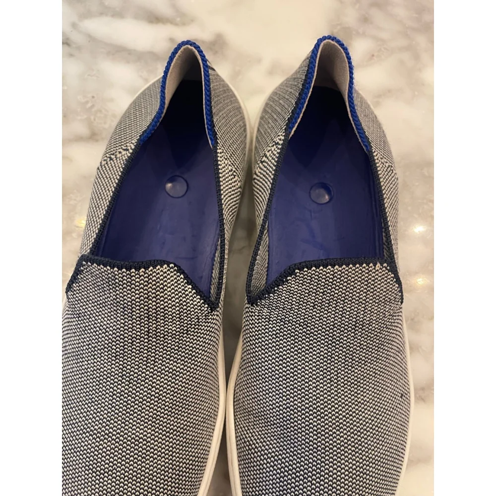 Rothy’s The City Slip On Navy White Knit Sneakers Womens 7 No Insoles - Picture 3 of 8